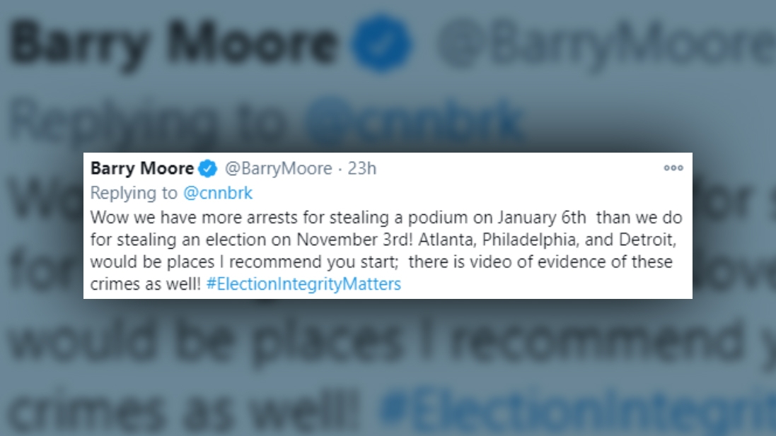 Congressman Barry Moore deletes Twitter after account suspended