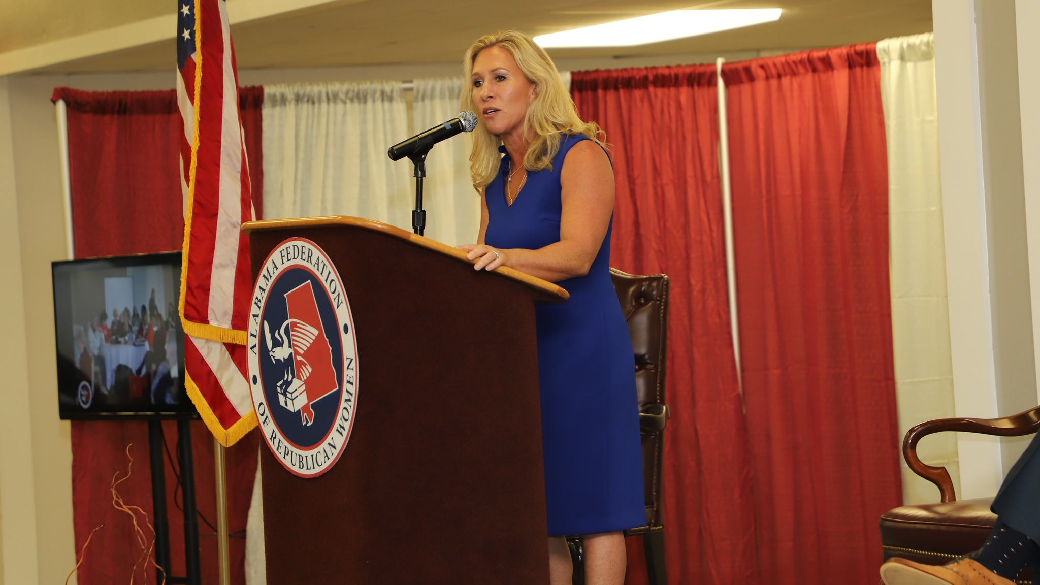 Congresswoman Marjorie Taylor Greene speaks to Alabama Republican women