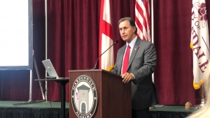 Gary Palmer addresses constituents at a town hall in Irondale
