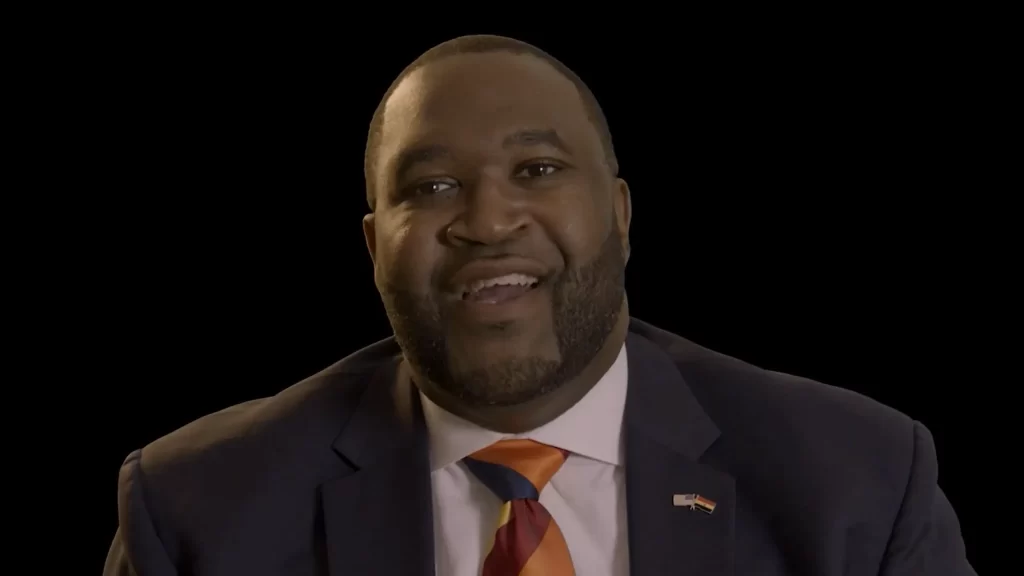 Tuscaloosa city councilor and local reverend Matthew Wilson speaking against the UAW in a video Mercedes sent to Mercedes employees.