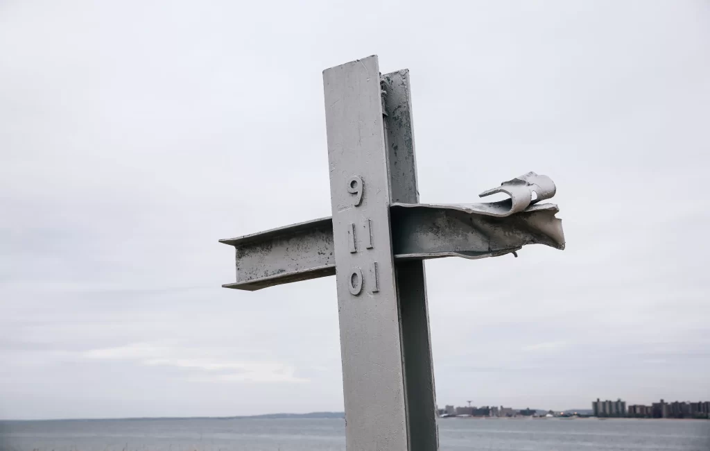 9/11 Memorial In Breezy Point New YorkCross at the 9/11 memorial in Breezy Point New York. Cross is from steel from the World Trade Center.