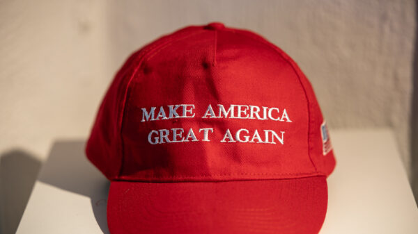 A Make America Great Again baseball hat.