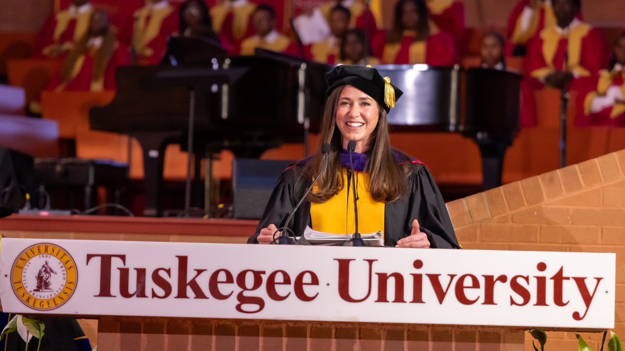 Sen. Britt delivers remarks at Tuskegee’s homecoming convocation
