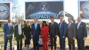 Rep. Sewell celebrates unveiling of Space Command Headquarters sign in Huntsville