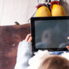 School girl with ipad tablet