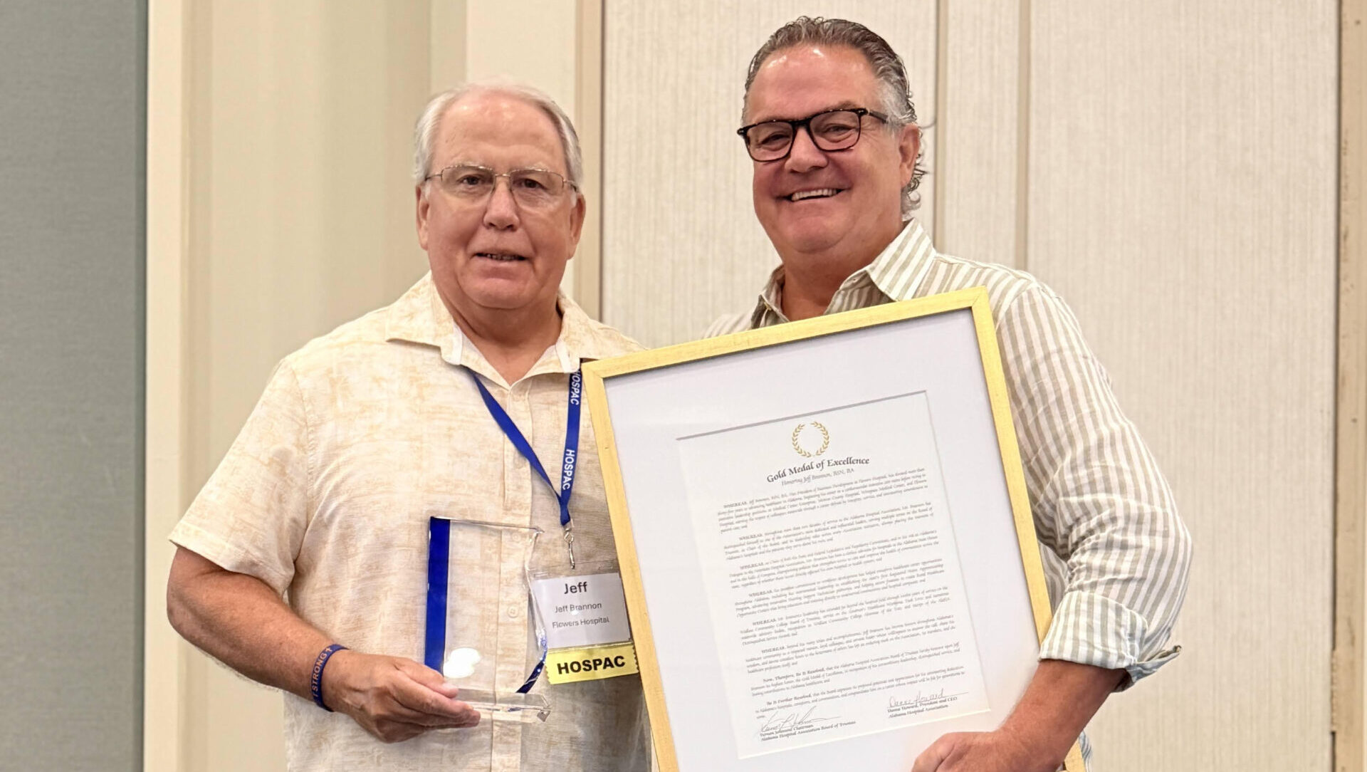 Flowers Hospital’s Jeff Brannon receives Gold Medal of Excellence award