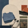 Editorial collage showing a border fence beside empty medical scrubs and work shoes, a construction hard hat, farm basket and gloves, and welding gear, symbolizing U.S. immigration and workforce shortages.