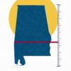 Conceptual illustration for Bill Britt’s column on Alabama’s expectations. A crimson bar caps the state low on a measuring scale while the sun rises behind it, suggesting a state capable of far more than it has learned to expect.